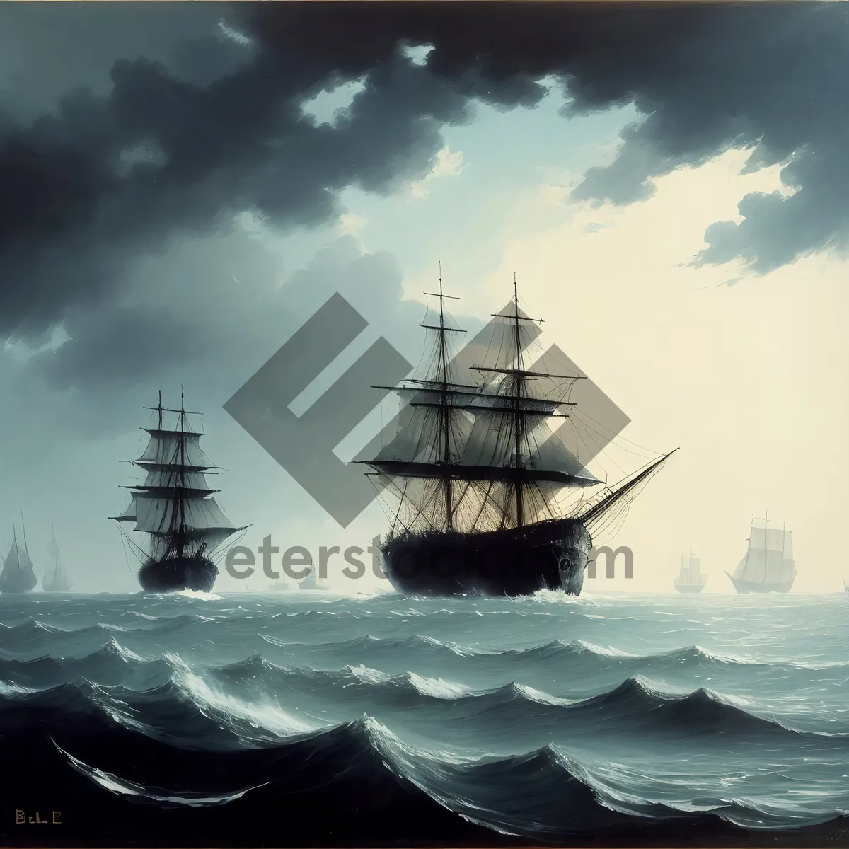 Picture of Powerful Pirate Ship Sailing the Ocean