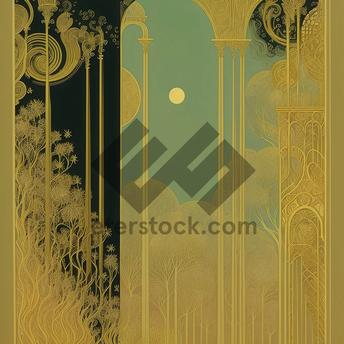 Picture of Elegant Vintage Floral Pattern with Gold Accents