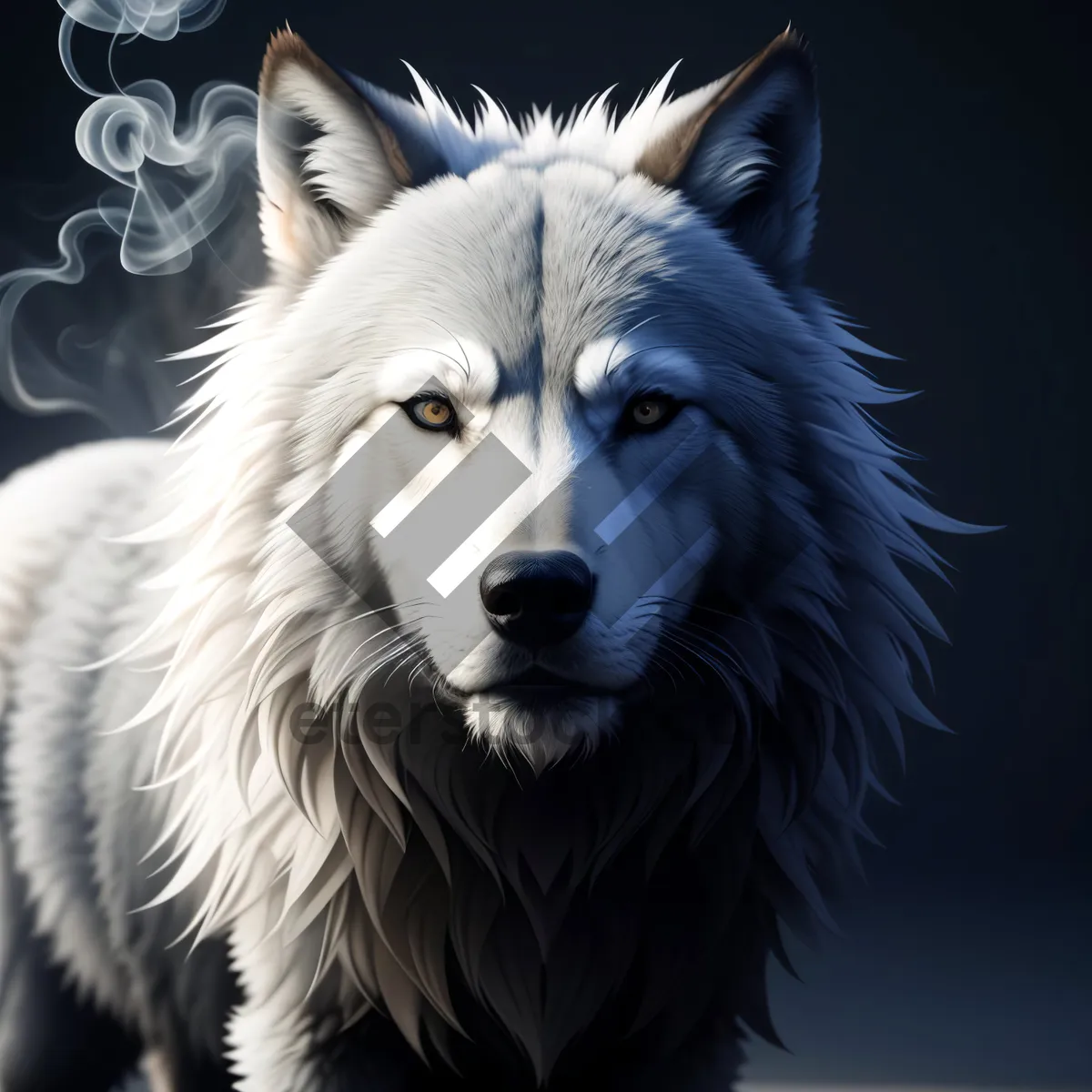 Picture of White Wolf Portrait: Majestic Canine with Purebred Splendor