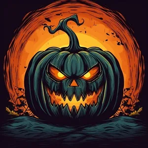 Dark Halloween Pumpkin Lantern Art Design