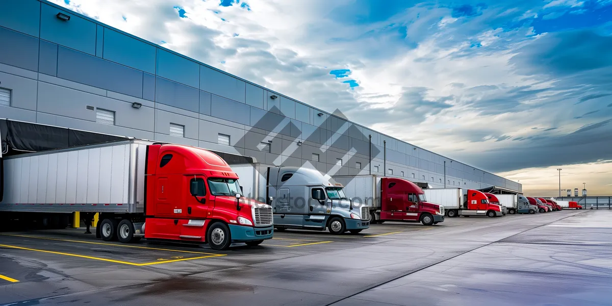 Picture of City Business Fast Transportation Delivery Truck on Highway.