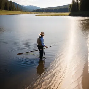 Serene Sunset Fishing by the Lake