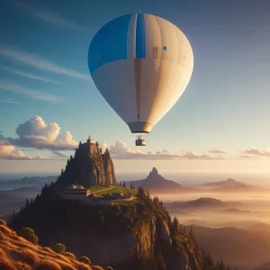 Colorful Hot Air Balloon Soaring through the Sky