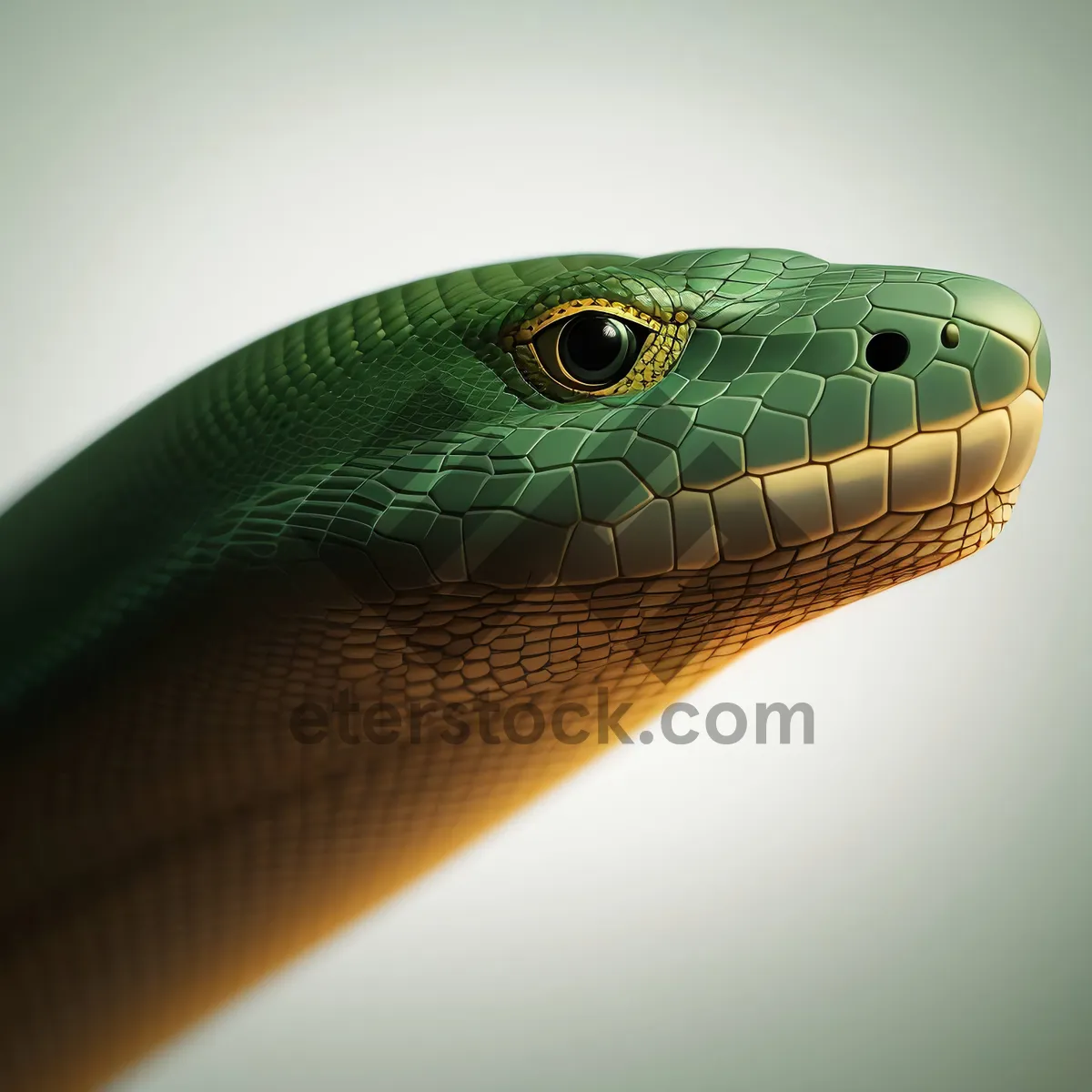 Picture of Vibrant Green Mamba Snake's Piercing Eye Wildlife Close-up