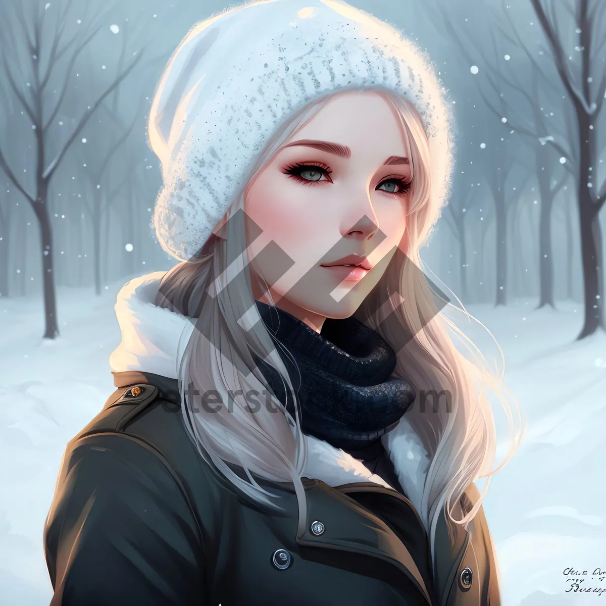 Picture of Happy Smiling Lady in Winter Hat