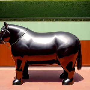 Brown Horse in Saddle Seat on Farm