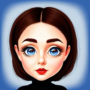 Cute Cartoon Coquette with Adorable Clip Art Hair and Face