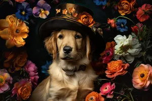 Portrait of a Cute Golden Retriever Pup