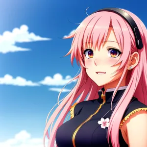 Artistic Cartoon Person with Colorful Hair