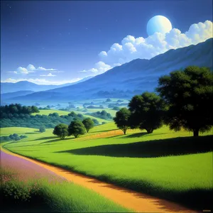 Golf Course Serene Landscape with Rolling Hills