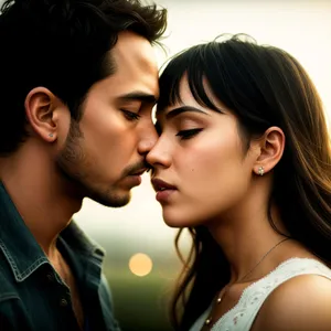 Smiling Couple Embracing in Romantic Portrait