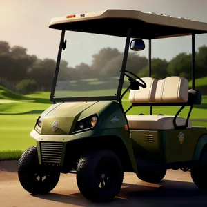 Golfing Drive: Motorized Golf Cart in Action