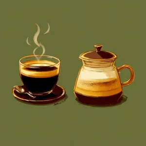 Hot Cup of Aromatic Morning Coffee with Sweetening Honey