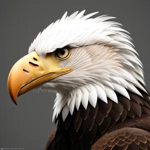 Yellow-Feathered Bald Eagle Portrait in Wild Sea