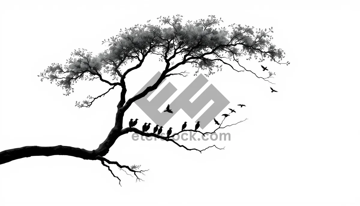 Picture of Silhouette tree against spring sky landscape.