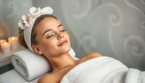 Smiling brunette beauty in spa treatment