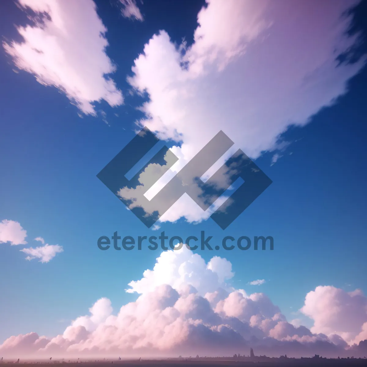 Picture of Vibrant Summer Sky with Fluffy Clouds