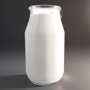 Refreshing Milk in Clear Glass Bottle