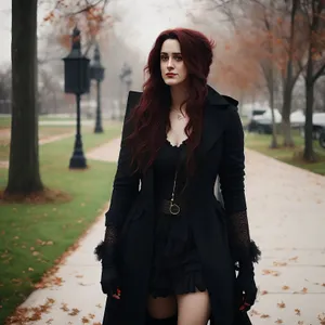 Stylish brunette traveler smiling in trendy coat