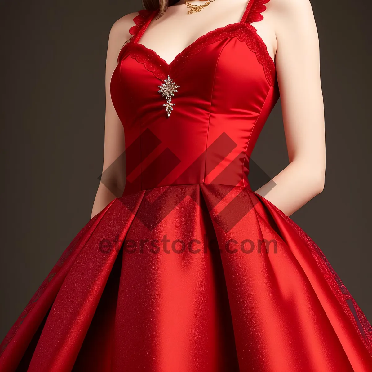 Picture of Sexy Satin Fashion Model Posing in Elegant Dinner Dress