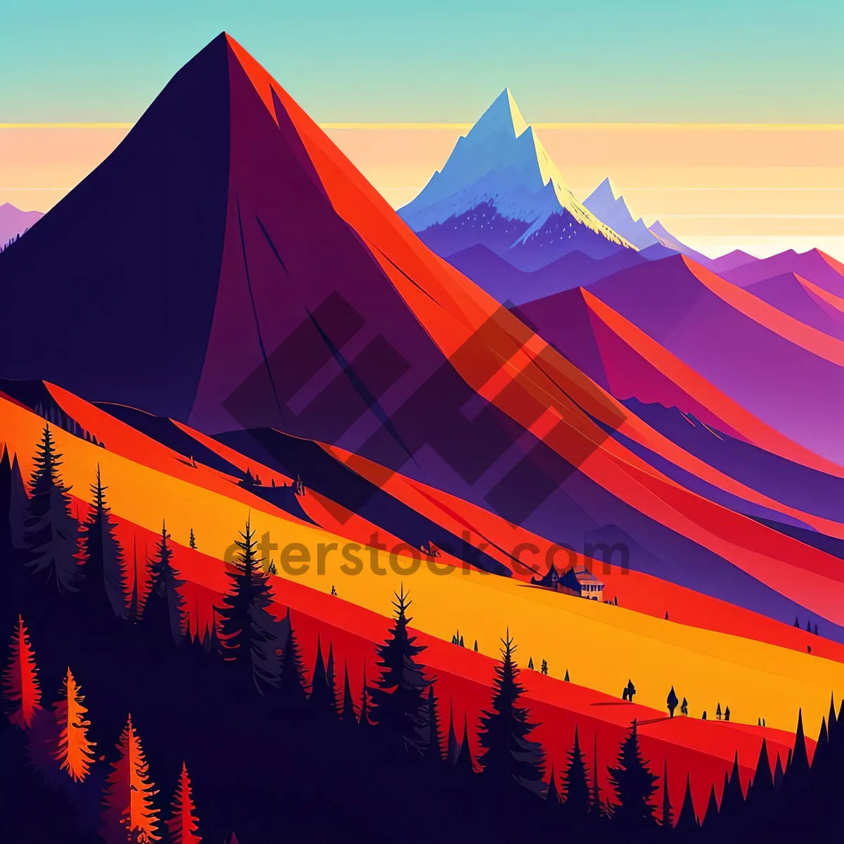 Picture of Ombre Horizon - Travel, Sunset, Canvas Tent