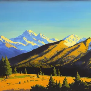 Snow-capped Mountain in Autumn Sky