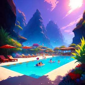 Serene Summer Beach Retreat at Tropical Island Resort