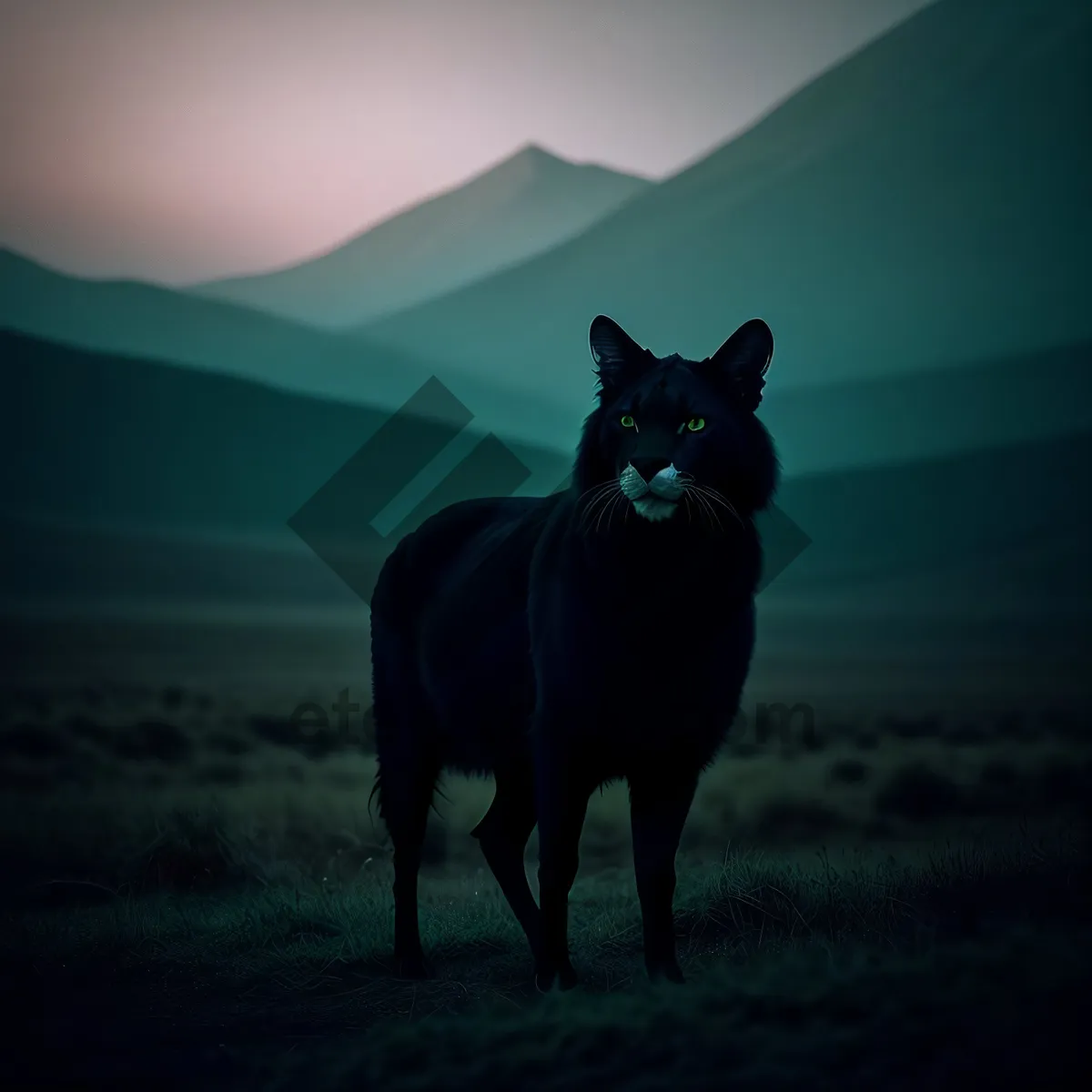 Picture of Silhouette of Horse Against Vibrant Sunset Sky