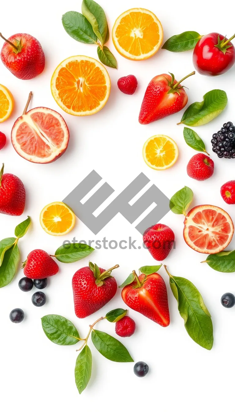 Picture of Yummy Fruit Plate with Fresh Berries and Kiwi