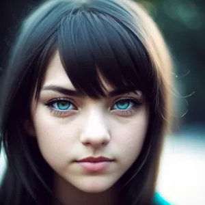 Sultry brunette with captivating gaze and radiant smile