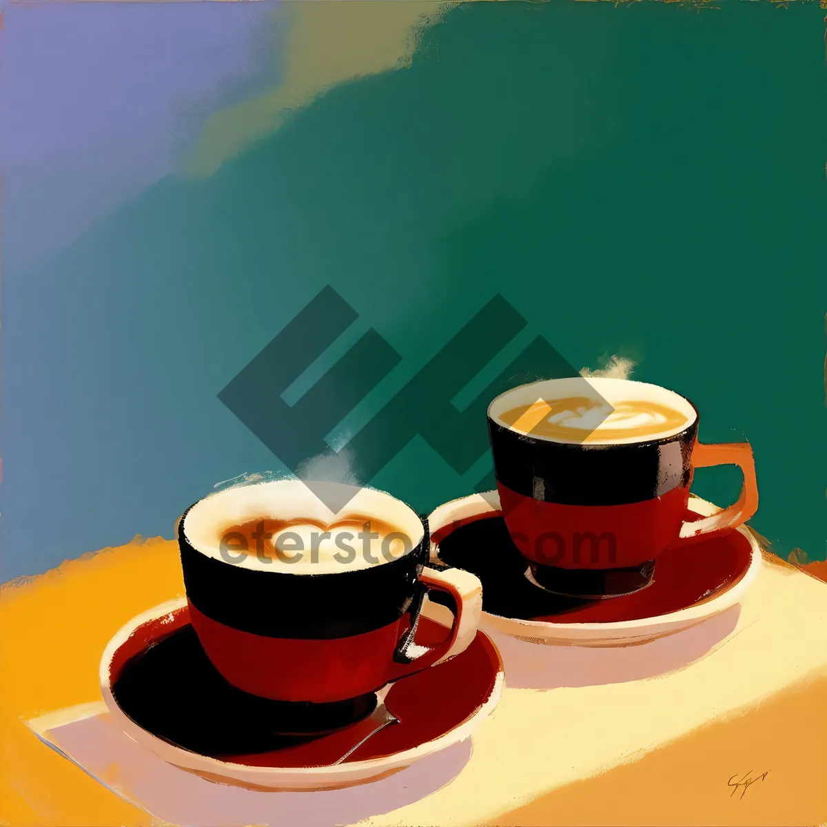 Picture of Morning Brew: Delicious Breakfast Plate with Hot Cup of Coffee