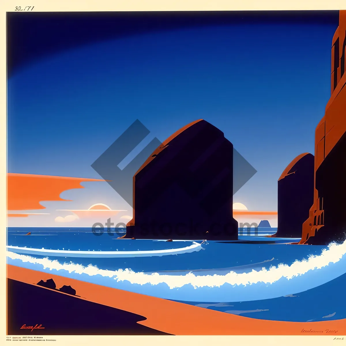 Picture of Vibrant Stadium Crowd Cheering Under Sunset Sky.