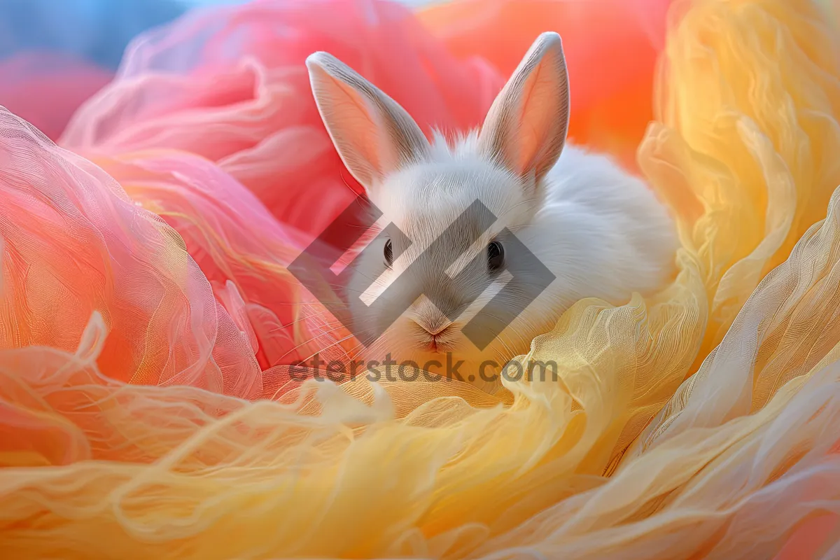 Picture of Fluffy bunny portrait in studio: Easter cuteness overload!