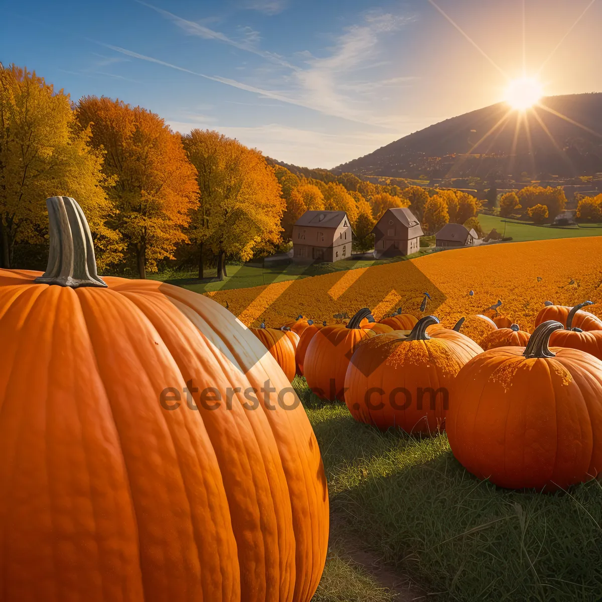 Picture of Autumn Harvest Decor - Pumpkin and Gourd Wreath