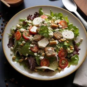 Gourmet Salad Plate with Fresh Vegetables and Cheese