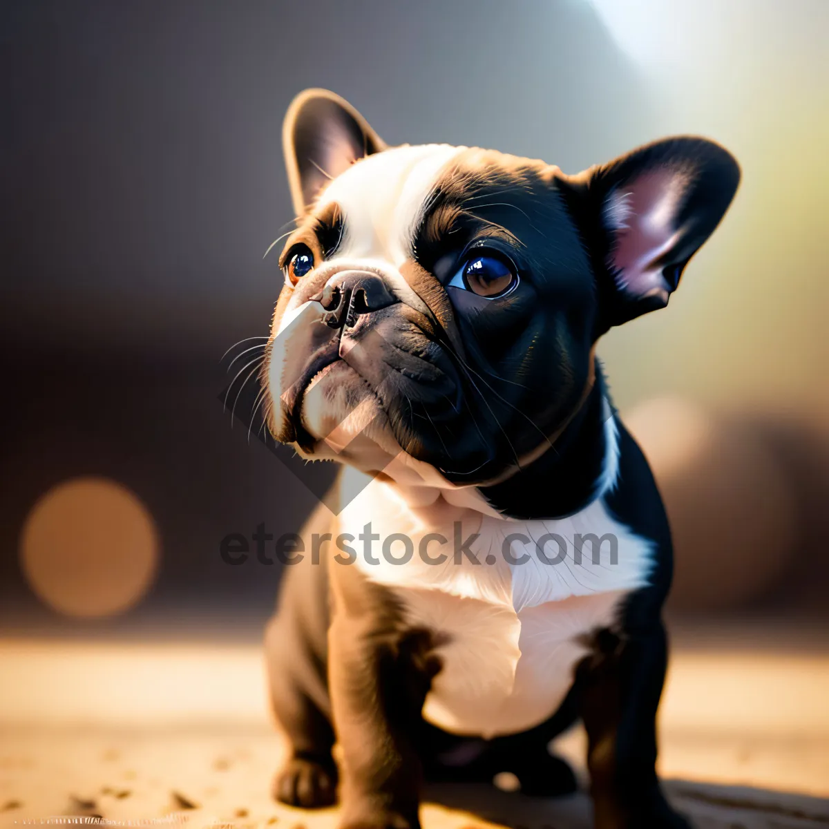 Picture of Bulldog Terrier Puppy: Adorable Wrinkle-Faced Studio Portrait