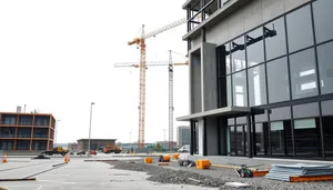 Electric Tower Crane in Urban City Skyline