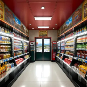 Modern Supermarket Interior with Well-Stocked Shelves
