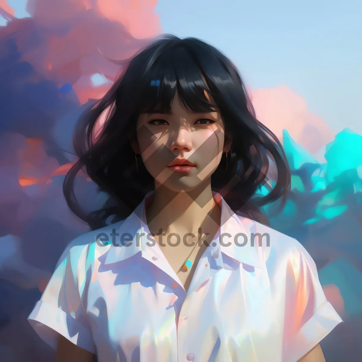 Picture of Happy smiling portrait of attractive adult lady