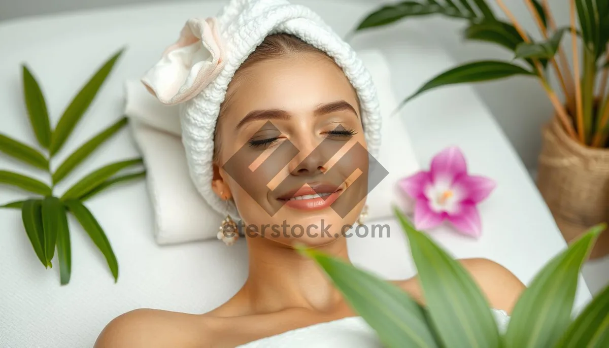 Picture of Fresh-faced lady in natural makeup and towel portrait.