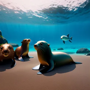 Playful Sea Lion Splashing in Ocean Waters