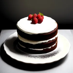 Delicious strawberry and raspberry berry cake on plate