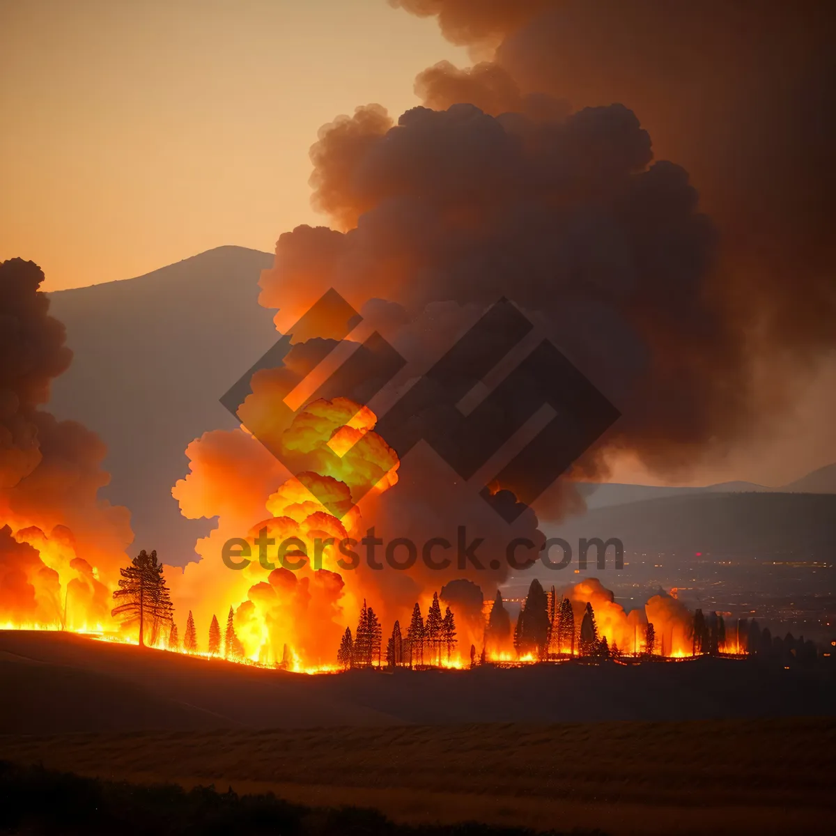 Picture of Golden Horizon: A Fiery Sunset over the Sky