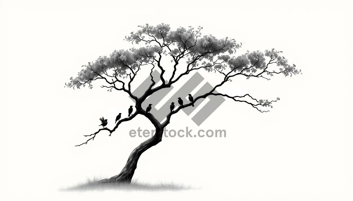 Picture of Silhouette of oak tree against cloudy sky landscape