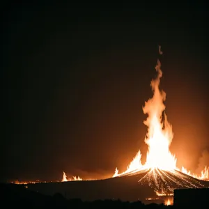 Blazing Inferno: Volcanic Mountain Engulfed in Flames