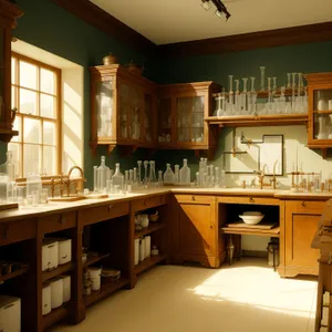 Modern Interior Kitchen with Wooden Table and Chairs