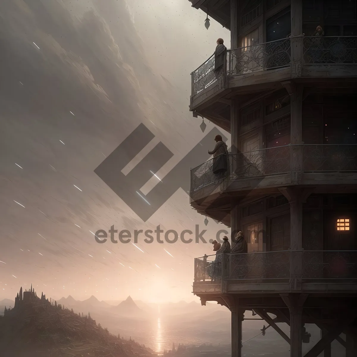 Picture of Skyline Reflection: Water Tower and Drill Rig