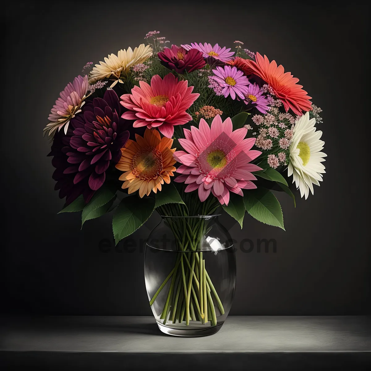 Picture of Vibrant Pink Daisy Bouquet in Garden Vase