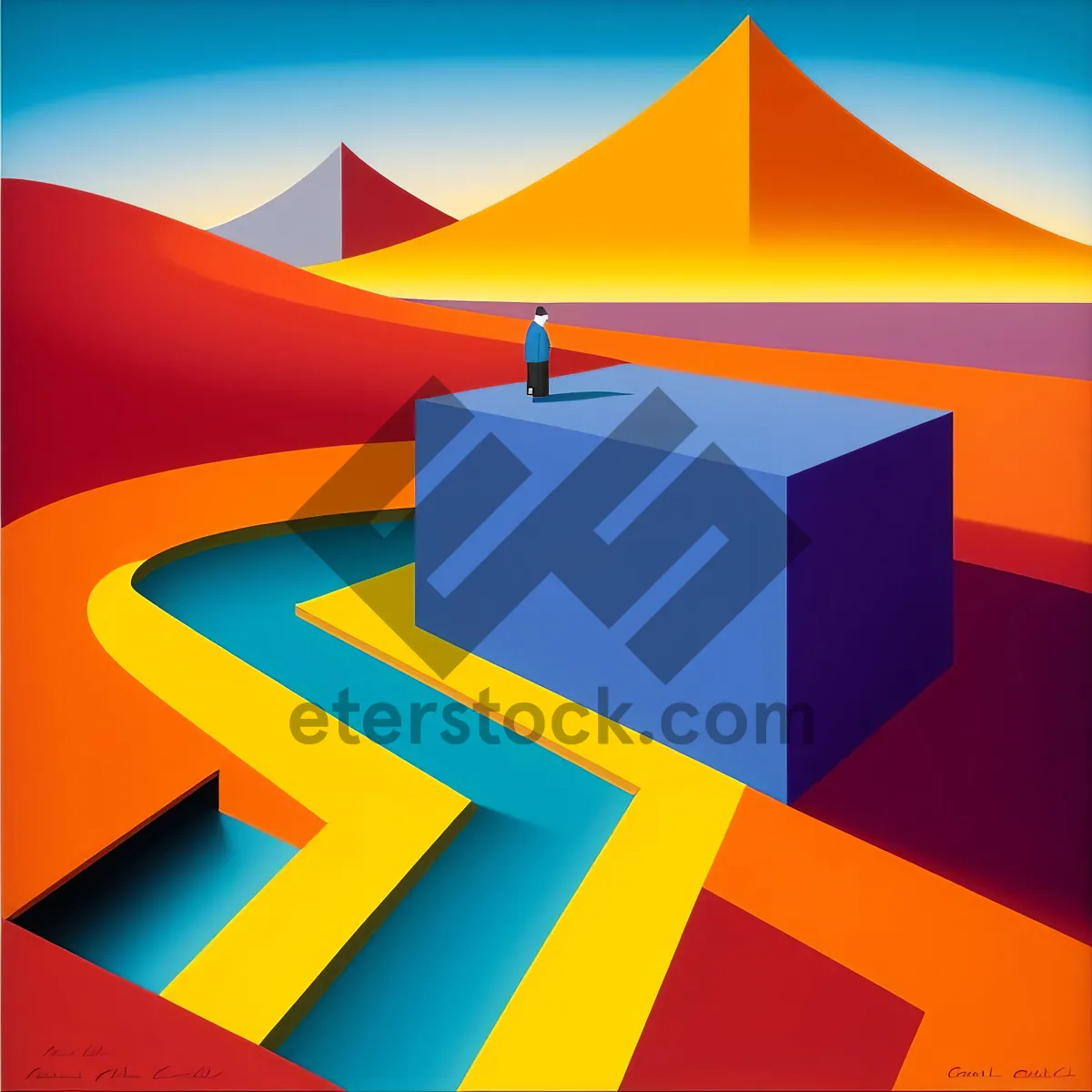 Picture of 3D pyramid graphic design symbol