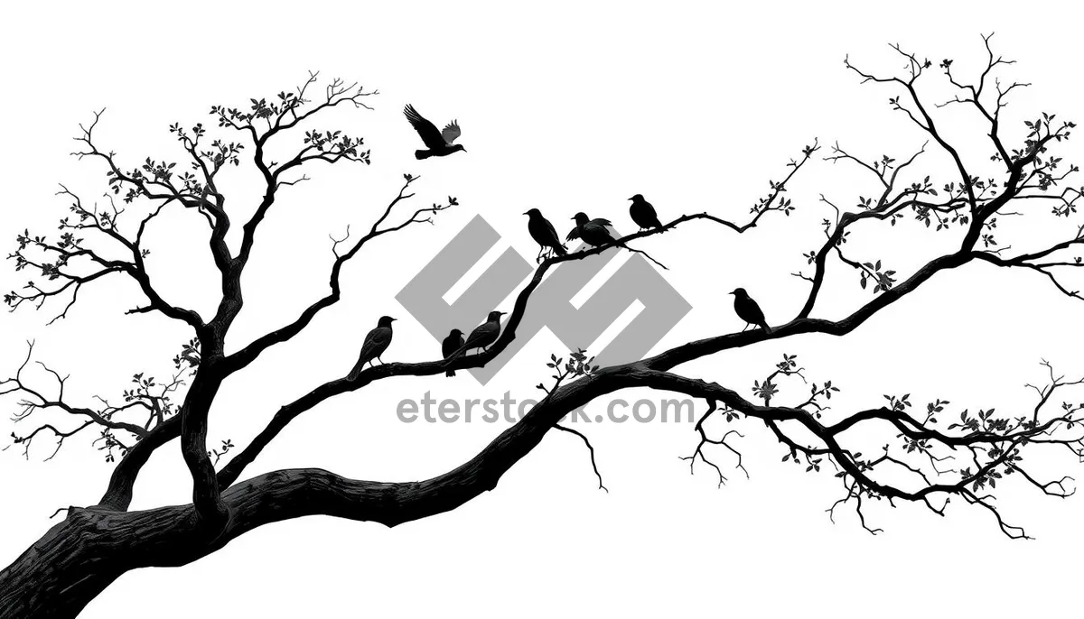 Picture of Silhouette of oak tree in winter forest